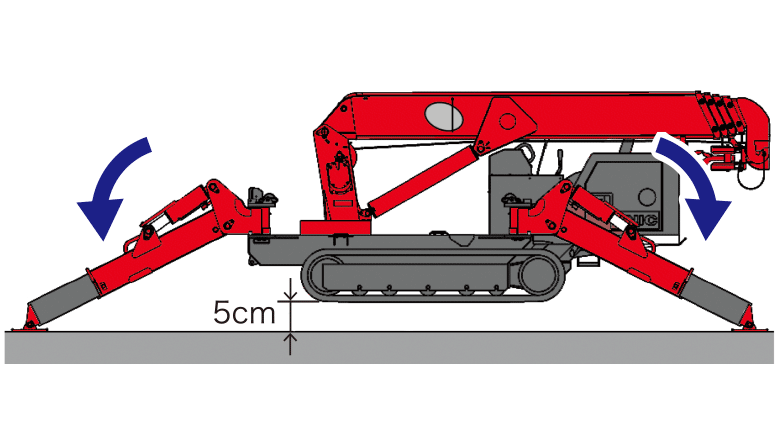Place the outriggers with the control lever.